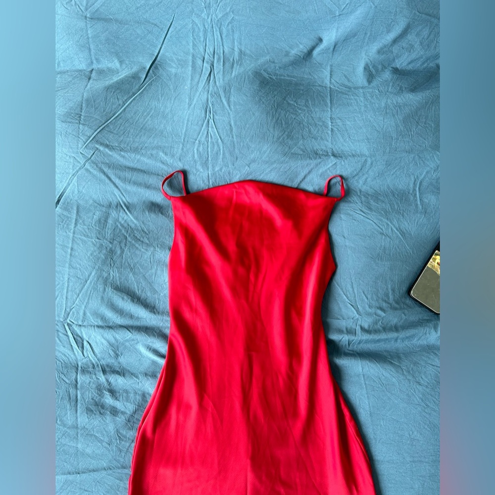 Urban Outfitters cowl neck satin tank minidress XS RED
